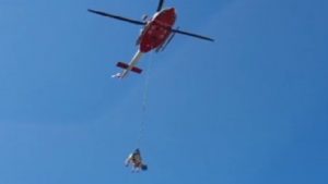Helicopter rescues cow