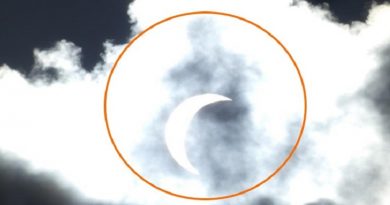 Mysterious Figure In Clouds Behind Eclipse